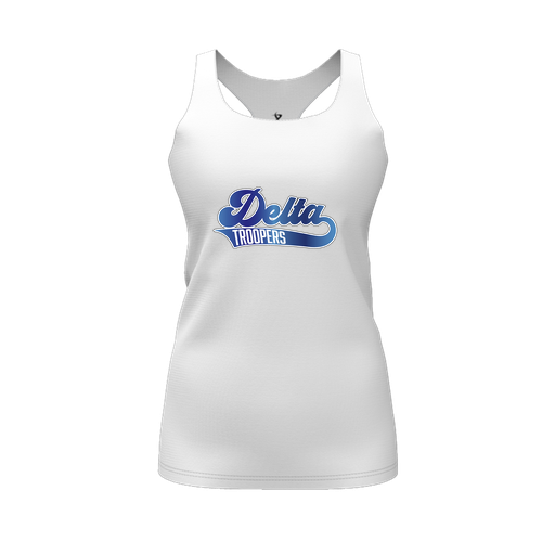 [FT0TRBWH-FYS-LOGO2] Decker Racerback Tank Top (Female Youth S, White, Logo 2)