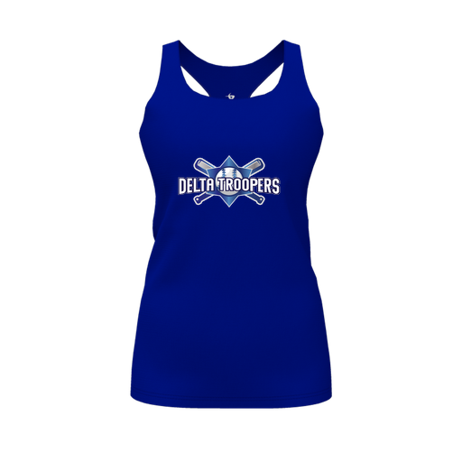 [CUS-DFW-RCBK-PER-RYL-FYS-LOGO1] Racerback Tank Top (Female Youth S, Royal, Logo 1)