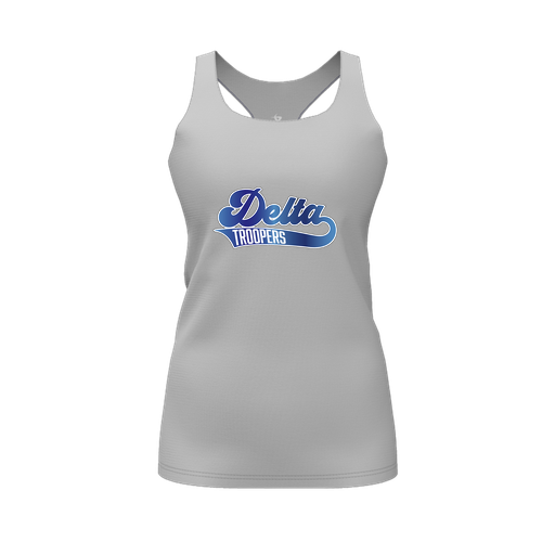 [CUS-DFW-RCBK-PER-GRY-FYS-LOGO2] Racerback Tank Top (Female Youth S, Gray, Logo 2)