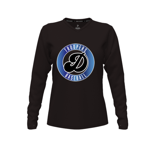 [CUS-DFW-TEES-PER-VNK-LSL-BLK-FYXS-LOGO3] Decker Performance T-Shirt (Female Youth XS, Black, V Neck, Logo 3, Long Sleeve)