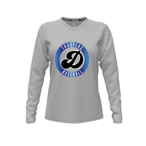 [FTLVPTGY-FYXS-LOGO3] Decker Performance T-Shirt (Female Youth XS, Gray, V Neck, Logo 3, Long Sleeve)