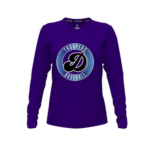 [FTLVPTPP-FYXS-LOGO3] Decker Performance T-Shirt (Female Youth XS, Purple, V Neck, Logo 3, Long Sleeve)