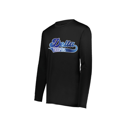 [222823.080.S-LOGO2] Youth LS Smooth Sport Shirt (Youth S, Black, Logo 2)