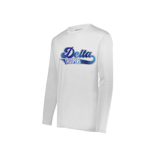 [222823.005.S-LOGO2] Youth LS Smooth Sport Shirt (Youth S, White, Logo 2)