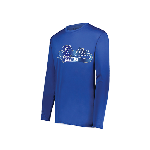 [222823.060.S-LOGO2] Youth LS Smooth Sport Shirt (Youth S, Royal, Logo 2)