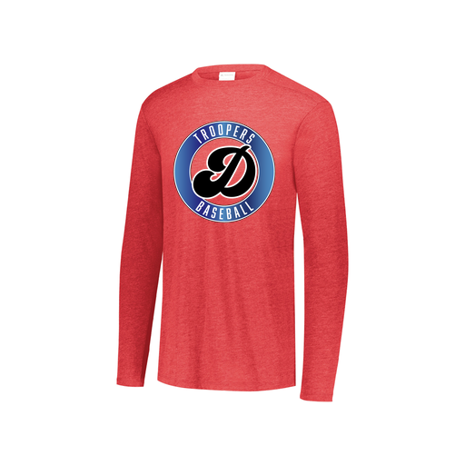 [FTLCUBRD-YS-LOGO3] Decker Youth Tri-Blend T-Shirt - Long Sleeve (Youth S, Red, Logo 3)