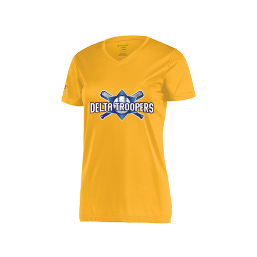 [222820.023.S-LOGO1] Ladies Movement Dri Fit Shirt (Female Adult S, Athletic Gold, Logo 1)