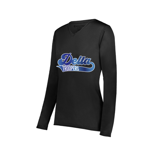 [222824.080.S-LOGO2] Ladies LS Smooth Sport Shirt (Female Adult S, Black, Logo 2)