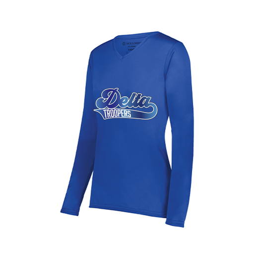 [222824.060.S-LOGO2] Ladies LS Smooth Sport Shirt (Female Adult S, Royal, Logo 2)