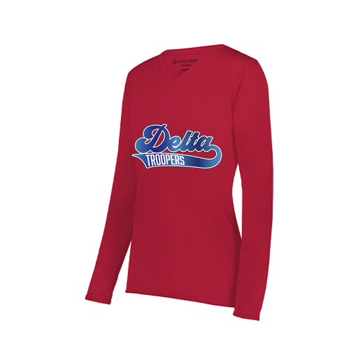 [222824.083.S-LOGO2] Ladies LS Smooth Sport Shirt (Female Adult S, Red, Logo 2)