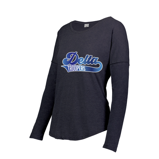 [FTLCUBNV-FAXS-LOGO2] Decker Women's Tri-Blend T-Shirt - Long Sleeve (Female Adult XS, Navy, Logo 2)