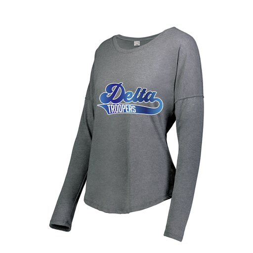 [FTLCUBGY-FAXS-LOGO2] Decker Women's Tri-Blend T-Shirt - Long Sleeve (Female Adult XS, Gray, Logo 2)